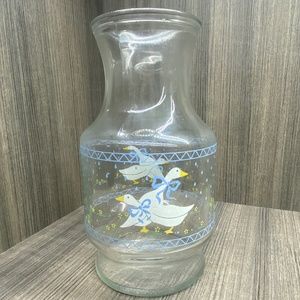 Vintage Anchor Hocking Juice Carafe/Pitcher with Country Geese